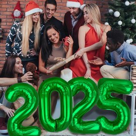 Jumbo 2025 Balloons Number 2025 Balloons 2025 Number Foil Balloons Graduation Balloons 2025 Durable Reusable Easy to Inflate for New Year Graduation Birthday&Anniversary Parties(Dark Green, 40 Inch)