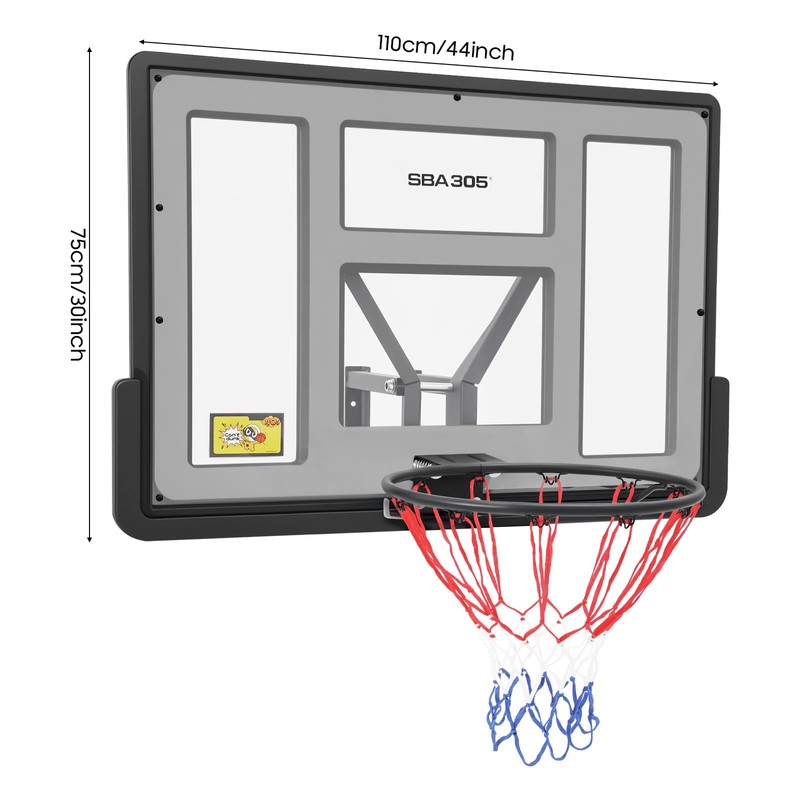 DYRABREST Wall Mounted Basketball Hoop, Heavy-Duty Backboard with Spring Rim