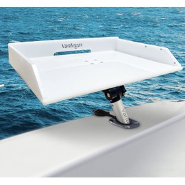 Vantegas Boat Cutting Board Bait Table Filet Board For Fish Cleaning Station White Fishing Fillet Table, In Single Rod Holder With Plier Storage and Knife Slot, Marine Accessories For Boats Grill