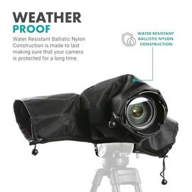 Movo CRC01 - Funda Impermeable de Nailon para cámara con Mangas de Mano Cerradas compatibles con cámaras Canon EOS, Nikon, Sony, Olympus, Pentax y Panasonic DSLR