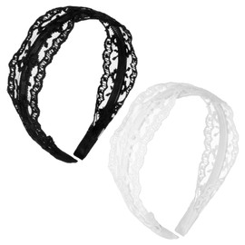2Pack Lace Headbands for Women Vintage Floral Headband for Women