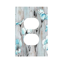Wood Outlet Cover 1 Gang Blue Floral Light Switch Cover Single Duplex Wall Plate Covers Switchplate Covers Electrical Faceplate For Country Bedroom