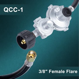 GASPRO Regulador de propano de dos etapas de 5 pies con manguera, hembra de 3/8 pulgadas para RV, parrilla, hoguera, estufa de gas, rango más