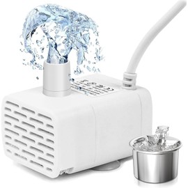 GAMAXIMA Fuente de Agua para Gato, 304 Acero Inoxidable Bebedero para Gato Perro, 68oz2 L Fuente para Gatos, Bebedero con Doble Grifo y Bomba
