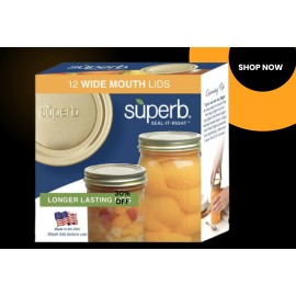 Unbranded Superb Sealing Solutions Steel Canning Lids, Wide Mouth 3.25" Silver, 12 Count