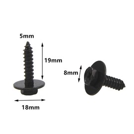 Gad2go 30 Pieces Hex Head Self Tapping Screws with Gasket 5.5-6mm x 19mm Metal Car Fender Fastener Screw Self Drilling Hex Head Bolts Screws for Car Auto Fender Bumper Guard Plate Fixings,Black