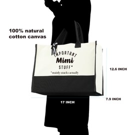 FORBIDDEN PAPER Mimi Gifts Tote Bag Important Mimi Stuff Tote Mother's Day Gift Grandma Gifts Birthday for Mimi Handbag Shopping Bag Grocery Bag Utility Tote