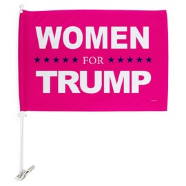 Women for Trump Car Flag Vehicle Auto Decorations for Window Decor Mount Bracket Clip on Small Tapestry Pro-Trump 2024 MAGA Bandera para Carros Outdoor Pole Accessories Made in USA