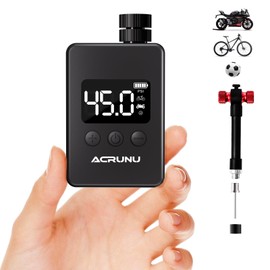 ACRUNU Electric Bike Pump Portable - 130 PSI Mini Electric Inflator with Digital Pressure Gauge for Bicycle, Motorcycle, and Ball - Bicycle Tire Pump for Presta and Schrader Valve (HW125-White)