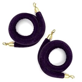 2pcs 5ft Purple Rope,Velvet Stanchion Rope, Crowd Control Barriers with Polished Gold Hooks,Thick Stanchions Safety Barrier for Red Carpet Event,Wedding Birthday Party Decorations