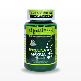 Spirulina Máxima  Vitamina C, 150 tabletas de 500 mg cada una