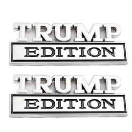 CARRUN, 2 Pcs Trump Edition Emblem Car Metal Badge 3D Decal Sticker Fit for F150 F250 F350 Silverdo 1500 2500 Sierra GMC Chevy Car Truck SUV (Silver Black), CR2TP