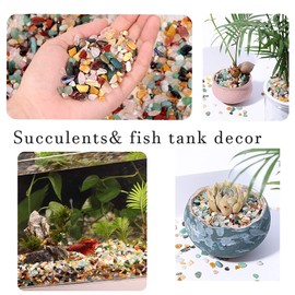 Mixed Crushed Crystal Chips Bulk 2lbs 2400+Pcs Assorted Tumbled Stone Chips Natural Polished Mixed Chakra Aquarium Gravel Rocks for Plants Terrarium Supplies Fish Tank Gravel Pebbles Vase Filler