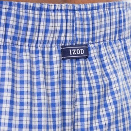 IZOD Men's Poly Rayon Drawstring Sleep Lounge Short, Blue/White Plaid, Medium