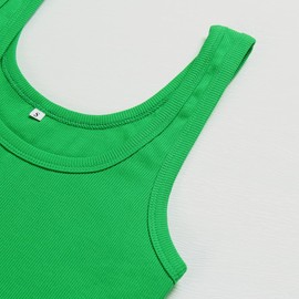 Artfish Women's Sleeveless Shirt Ribbed Fitted Scoop Neck Basic Long Crop Tank Top Square Cotton Kelly Green St Patricks Day
