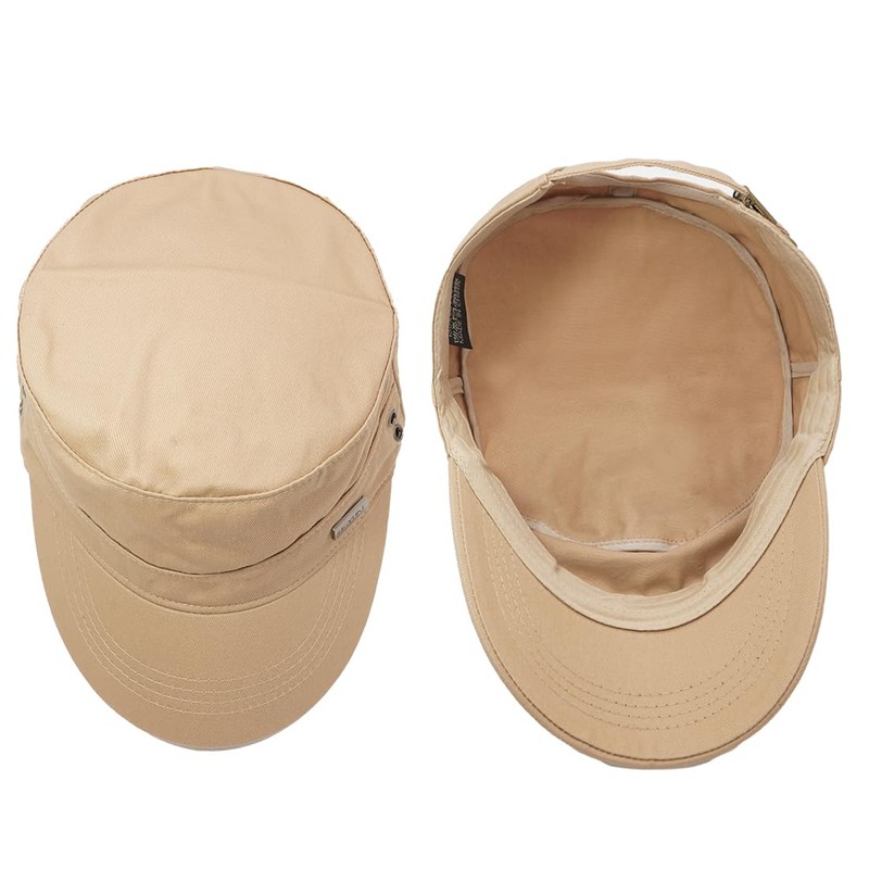 LXOrdora Men's Military Cadet Hat Flat Top Newsboy Cap Beige