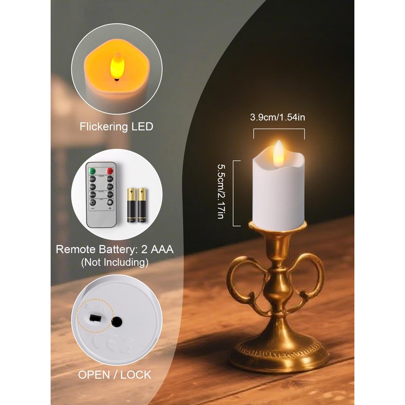 PIDZPOW Rechargeable Tea Lights Candles with Remote Timer, 2" x