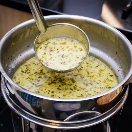 Adcraft (ONE) SOUP LADLE 8 OUNCE S/S ONE PIECE ATTACHED ROUND BOWL COMMERCIAL DUTY #6