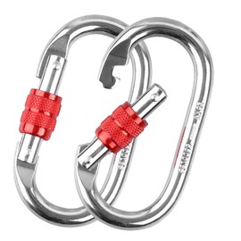 EUREKORA Pack of 2 Carabiner Hooks 25 KN 2500 kg Load Capacity Carabiner O-shaped Heavy Duty Safety Carabiner Stainless Steel Climbing for Yoga Hammock Camping Swing Hiking