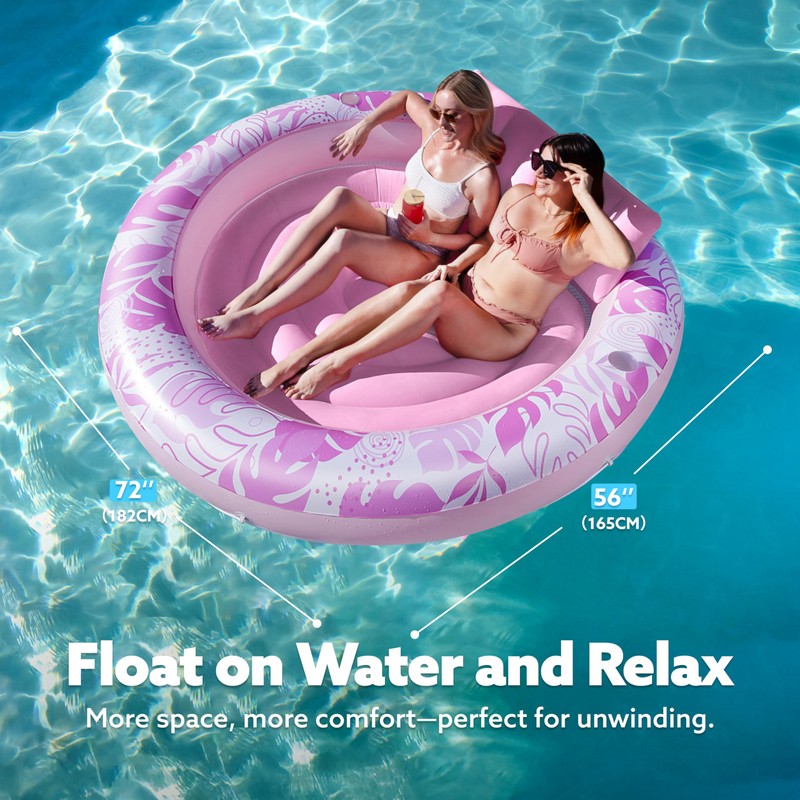 SLOOSH Inflatable Tanning Pool Lounger Float,72" x 65" Pool Floats