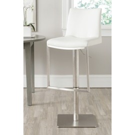 Safavieh Home Collection Ember White Leather Adjustable Gas Lift 22-31.9-inch Bar Stool