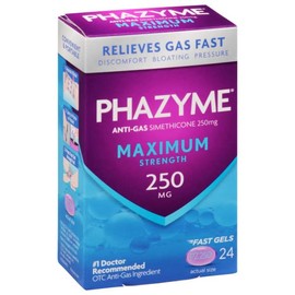 Maximum Strength Phazyme 250mg Anti Gas 24 ct. Softgel (Pack of 6)
