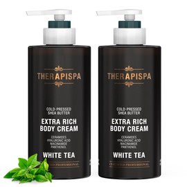 THERAPISPA Extra Rich Body Cream with Hyaluronic Acid, Niacinamide (B3), Panthenol (B5), Ceramides & Shea Butter, Nourish, Moisturize, Repair Dry Skin (White Tea, 17.0 fl oz, Pack of 2)