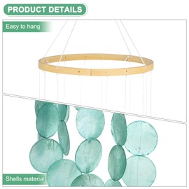 M METERXITY Shell Wind Chime for Outside, Seashell Wind Chime Sea Glass Shell Wind Chime for Outside/Patio/Garden Decor, Handcrafted Wind Chime [Aquamarine]