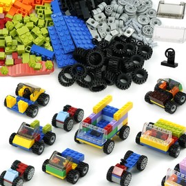 Classic Bricks Wheels and Axles Sets, 400pcs + Car Parts and Pieces Tires, Educational Building Kits Toys