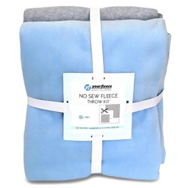 Solid Fleece No Sew Throw Kit - Light Blue/Heather Gray (50x60)