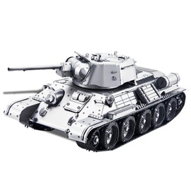 Piececool 3D Puzzle Metal Tank Fighter 1:48 T-34/76 Medium Tank, 3D Metal Puzzle Military Model for Stainless Steel, 100% Restore, Birthday Gift, Model Kit Adults, 348 Pieces