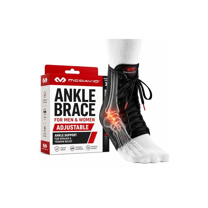 Mcdavid Classic Lightweight Laced Ankle Brace, Black, Small Classic