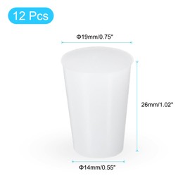 uxcell 12 Pcs White Silicone Solid Rubber Stoppers, Tapered Plugs Lab Seal Tube Stopper Plugs for Drainpipe Sinks Industry and Laboratories, 14mm to 19mm Dia