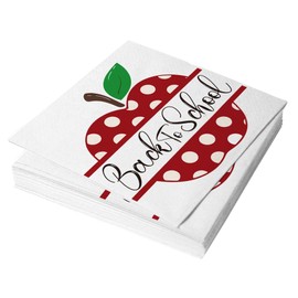 20Pcs Back to School Napkins, Red Apple Disposable Paper Napkins, 6.5 * 6.5 Inch Folded Apple Lunch Dinner Napkin for First Day of School Party Supplies Table Decorations