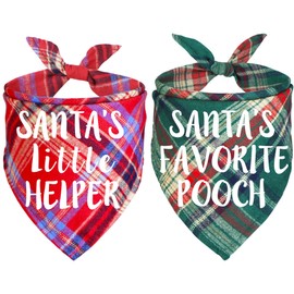 JOTFA 2 Pack Christmas Dog Bandanas, Multi Sizes Dog Puppy Christmas Bandana Scarf Costume for Small Medium Large Dogs Pets (Large)