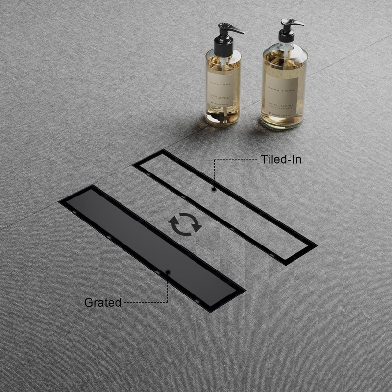 Merranox 12 inch Linear Shower Drain, Matte Black 2 in