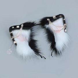 QUICOMP Women Cat Hairband Cat Ears Headband Cute Animal Cat Cosplay Props (Black White)