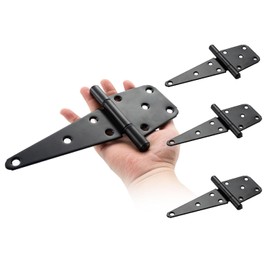 Bisagras de puerta con correa en T de 6 pulgadas, bisagras de puerta resistentes, bisagras de puerta de cobertizo para puertas de granero al aire libre, vallas de madera, con tornillos, paquete de 4