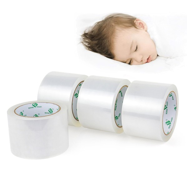 BOMEI PACK 3Inch Wide Clear Silent Packing Tape, 2.4Mil Heavy
