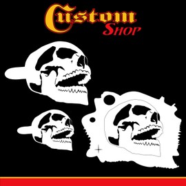 Custom Shop Airbrush Stencil Skull Design Set #7 (3 Different Scale Sizes) - 3 Laser Cut Reusable Templates - Auto, Motorcycle Graphic Art