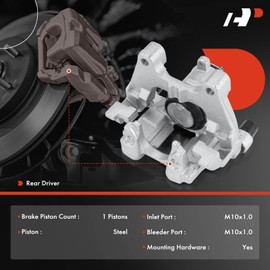 A-Premium Disc Brake Caliper Assembly with Bracket Compatible with Volkswagen Tiguan 2018-2023 2.0L - Rear Left Driver Side