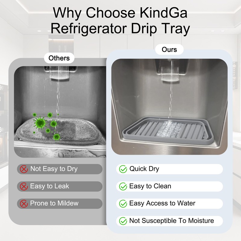 KindGa Refrigerator Drip Catcher Tray,Protector Ice and Water Dispenser Pan,Fridge