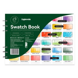 LIGHTWISH Watercolor Swatch Book - 12 Detachable 100% Cotton Sheets 36 Spaces,10.63 * 7.68 in,300gsm/140lb Cold Press for Watercolor, Gouache, Oil Pastels - Spiral-Bound Color Testing Journal