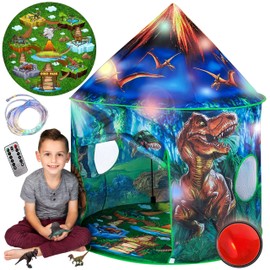 Dinosaur Pop Up Kids’ Play Tent by Toy to Enjoy - Perfect for Indoor & Outdoor. Dinosaur Camping Tent for Toddlers, Boys&Girls. Includes Remote Controlled Lights, Roar Sound Button & 3 Different Toys