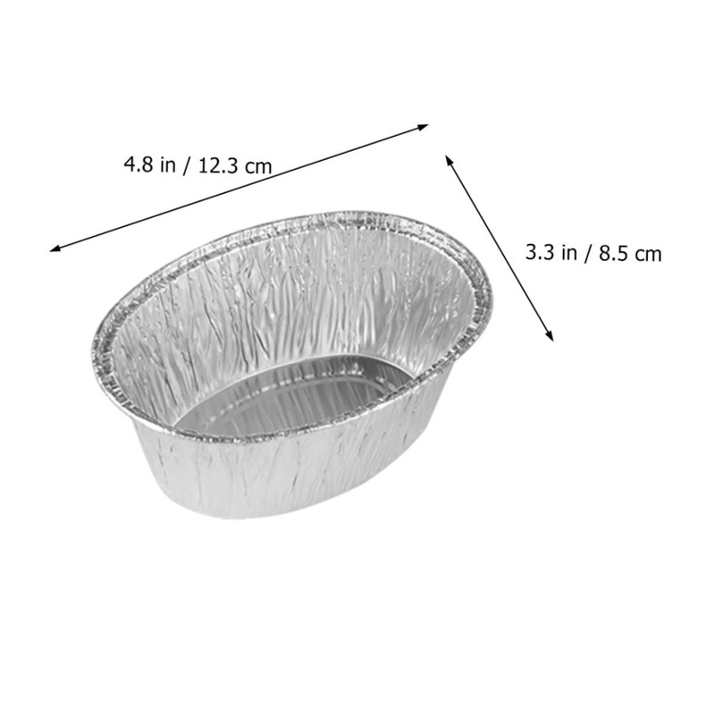 COLLBATH 125Pcs Oval Tinfoil Bowls Baking Trays Stackable Storage for