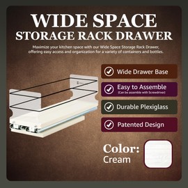 Vertical Spice Heavy Duty Pull Out Spice Rack Drawer - 1 Drawer, Mix Containers - Sliding Cabinet and Pantry Organizer - Kitchen Cupboard Storage Rack - Seasoning Shelf (4.6"W x 5.0"H x 13.8"D, Cream)