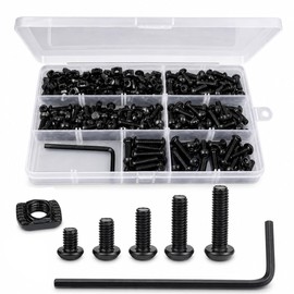 252PCS M5 T Nuts and T-Slot Bolts Extrusion Accessories Kitwith M5(8-20mm) Hexagon Socket Screws, T Nut and AllenWrench Compatible with 2020 Series Aluminum Extrusion