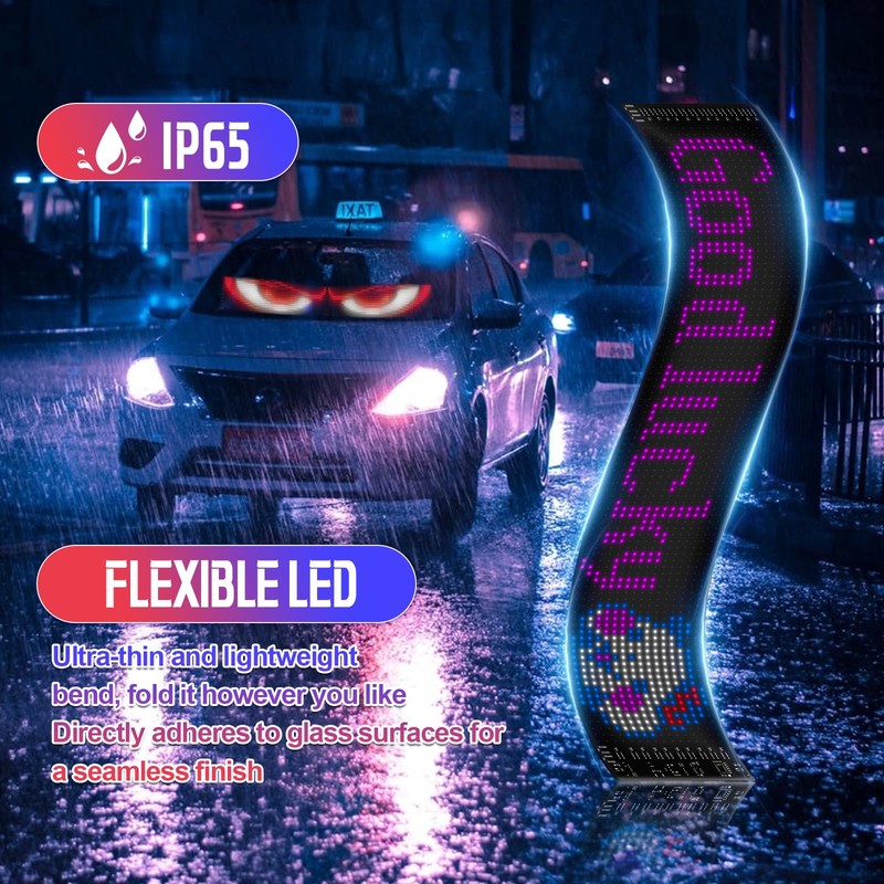LED Sign for Car,Programmable LED Sign USB 5V Bluetooth Application