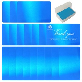 FONLAND 100 Pieces Aluminum Metal Business Cards Blanks Name Card Aluminum Plaque Plate for Laser Engraving Machine, Home, Office, Customer DIY Cards Presents, Blue