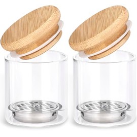 HINZIC 2PCS Nail Brushes Washing Cup Cleaner, 2x2.2 inch Mesh Acrylic liquid Powder Removal Dappen Dish with Lid Portable Nail Art Brush Washer Tool for Glitter Sequins